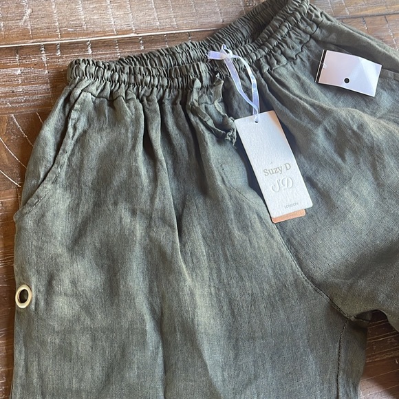 Wide leg; elastic with drawstring; linen made in Italy; NWT - Picture 2 of 8